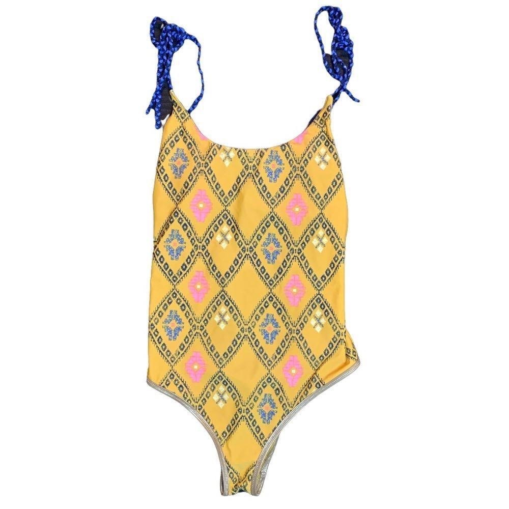 NWT Aerie Mustard Print Cheeky Swim One Piece